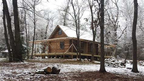 Off Grid Log Cabin Build 27 Front Porch And Gable