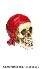 Pirate Skull Isolated Over White Clipping Stock Photo