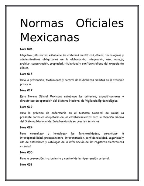 Normas Oficiales Mexicanas Normas Oiciales Mexicanas Nom 004 Free