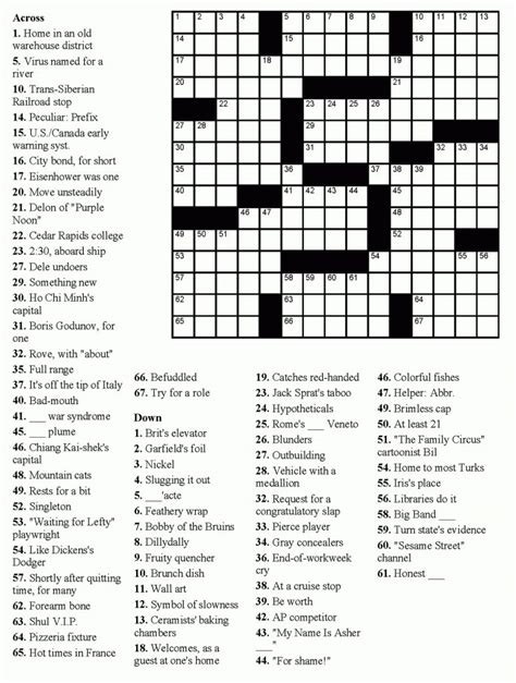 Easy Printable Crosswords For Seniors