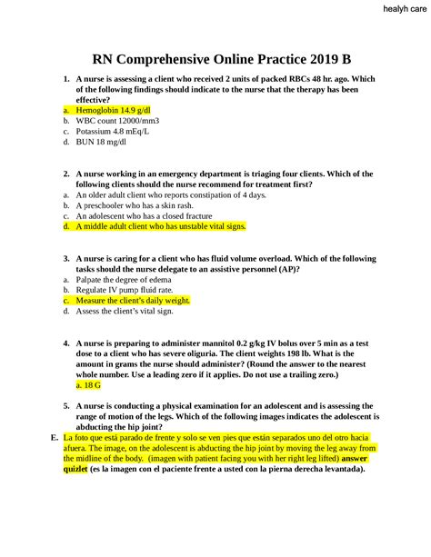 Mental Health RN Assessment Online Practice 2019 B Latest And Graded A