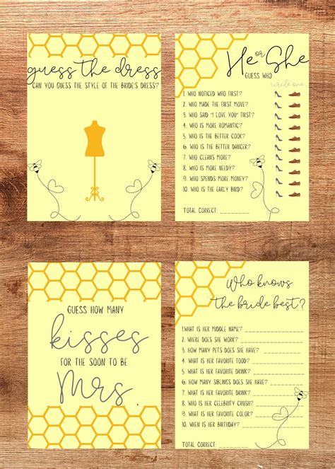 Bride To Bee Bridal Shower Games Printable Bundle Meant To Bee Digital