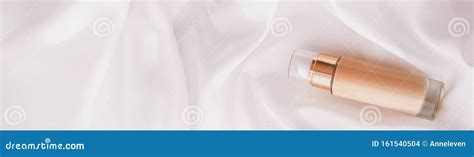 Tonal Bb Cream Bottle Make Up Fluid Foundation Base For Nude Skin Color On Silk Background