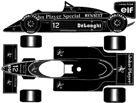 1986 Lotus 98T F1 Formula blueprints free - Outlines