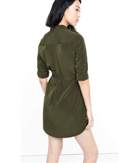 Lyst Express Olive Military Shirt Dress In Green