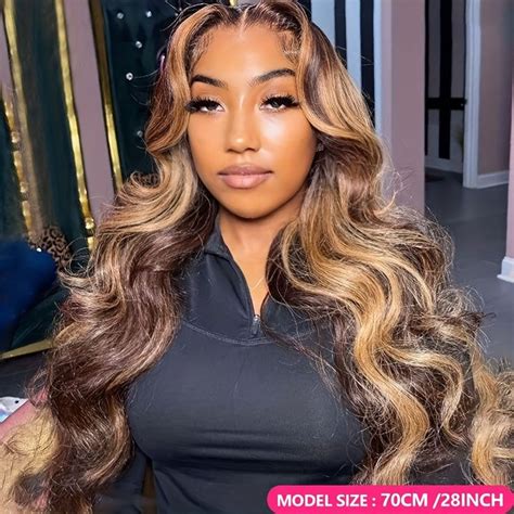 Honey Blonde Lace Front Wig Human Hair X Hd Transparent Highlight Ombre Lace Front Wigs
