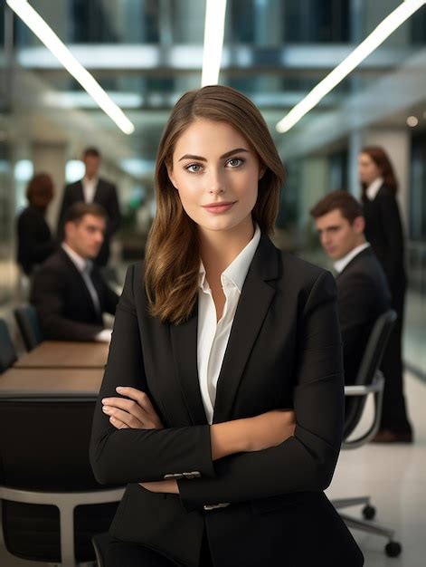 Premium Ai Image A Woman Stands In Front Of A Group Of People In An Office