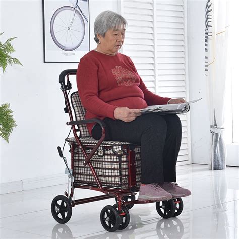 Elderly Stroller Seat Can Sit Light Folding Four Wheel Shopping Cart