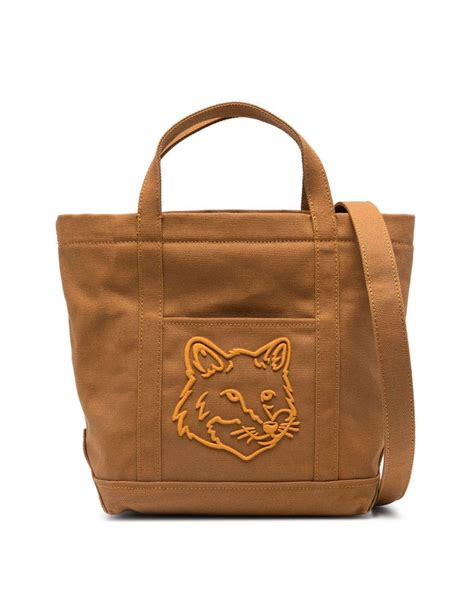 Maison Kitsuné Large Fox Head Tote Bag in Brown Lyst