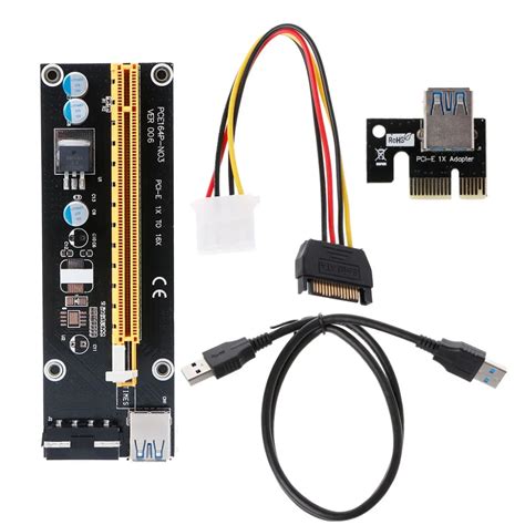 1 Set Pci E 1x To 16x Extender Pci Express Riser Card Usb 30 Data Cable 60cm Sata To 4 Pin