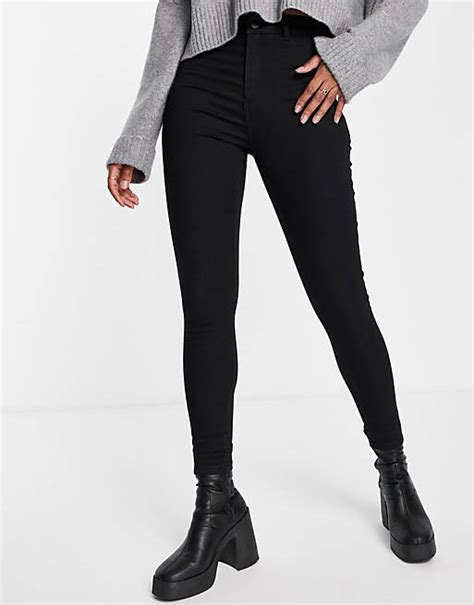 Miss Selfridge Steffi Super High Waist Skinny Jeans In Black Asos