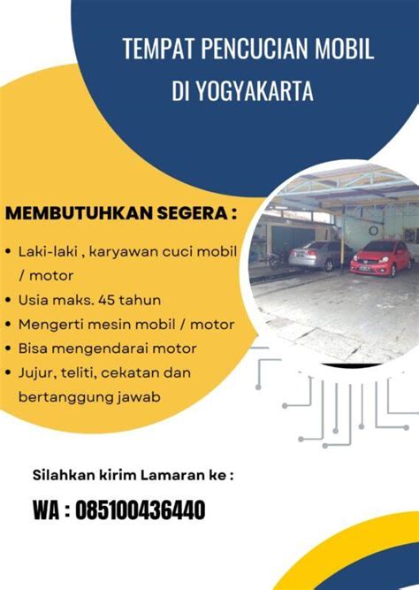 Lowongan Kerja Karyawan Cuci Mobil Di Bengkel Cuci Mobil LokerJogja ID