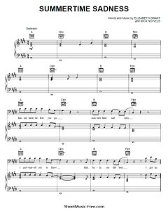 Summertime Sadness Sheet Music Lana Del Rey - ♪ SHEETMUSIC-FREE.COM