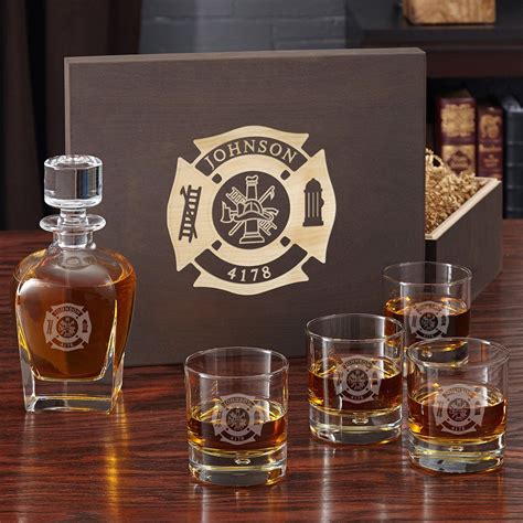 Fire And Rescue Personalized Liquor Decanter Set For Firefighters By