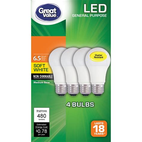 Great Value Led Light Bulb Watts W Equivalent A General