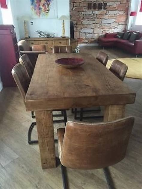 Extra Chunky Solid Wood Dining Table Thick Top Rustic Plank Made Any