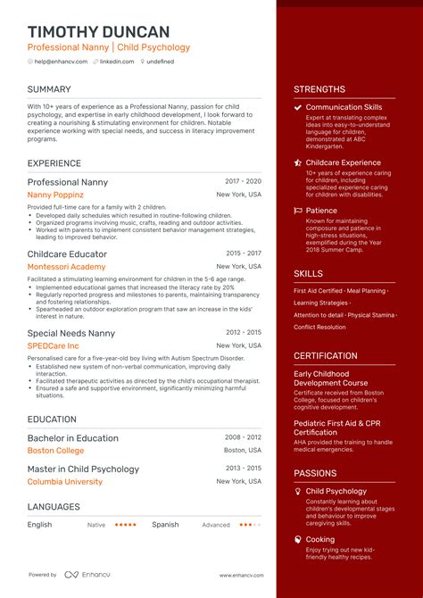 5 Professional Nanny Resume Examples And Guide For 2024