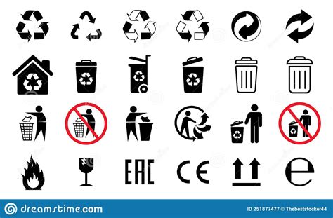 Recycling Icons Set Recycling Arrows Biodegradable Compostable