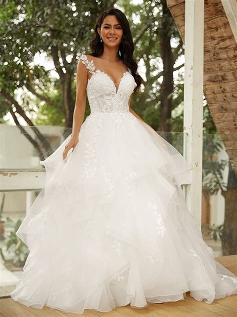 Forme Marquise Tulle Appliqu S Col En V Sans Manches Tra Ne Moyenne