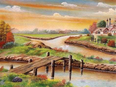 Beautiful Painting Of Village Scene Beautiful Paintings Hd Wallpaper