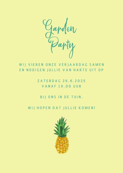 Zomer Verjaardag Feest Ananas Uitnodigingen Kaartje2go