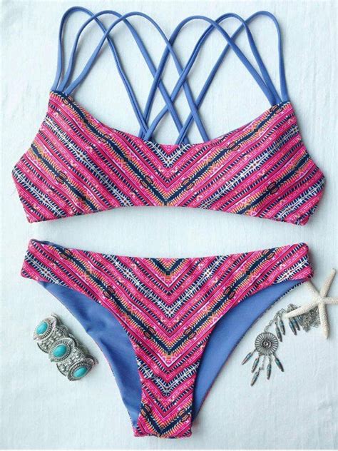 12 OFF 2021 Printed Padded Strappy Bikini Set In LIGHT BLUE ZAFUL