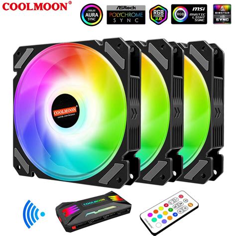 3 Coolers Control COOLMOON Cooler RGB Fan PWM 5v 3pin AURA SYNC ARGB