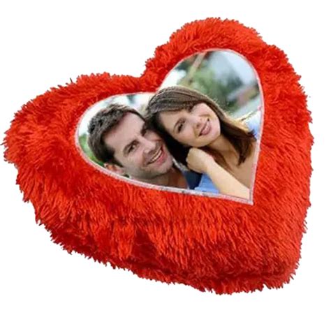 Plain Polyfill Photo Printed Heart Shape Fur Pillow For Home At Rs