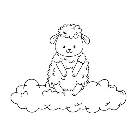 Premium Vector Cute Sheep In The Clouds