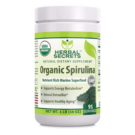 Herbal Secrets Organic Spirulina Powder 16 Oz Capsules