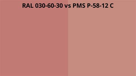 Ral 030 60 30 Vs Pms P 58 12 C Ral Colour Chart Uk