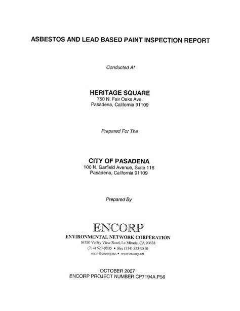 Pdf Asbestos And Lead Based Paint Inspection Report Dokumentips