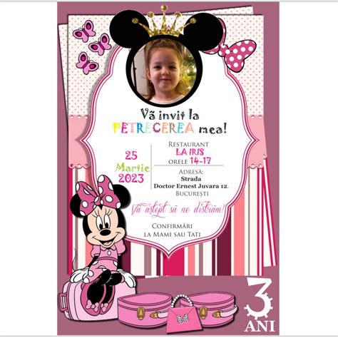 Invitatie Electronica Aniversare Sau Botez Cu Minnie Mouse