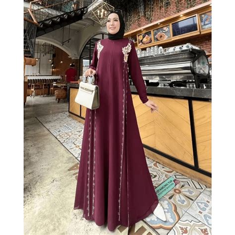 Jual Arsya Dress Crinkle Airflow Premium Aplikasi Payet Dress