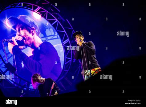 Anthony Kiedis Of The American Funk Rock Band Red Hot Chili Peppers Pictured On Stage As He