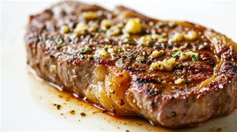 Premium Photo Angular View Of A Garlic Butter Basted Ribeye Steak On