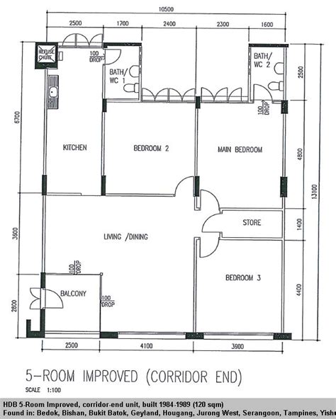 Hdb 5 Room Improved Flat 120 Sqm Floor Plans House Plans Service