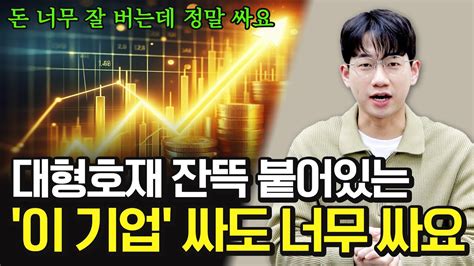 저평가 우량주 대형호재 잔뜩 붙어있는 이 기업 싸도 너무 싸요 저평가 주식 저pbr 주식 Youtube