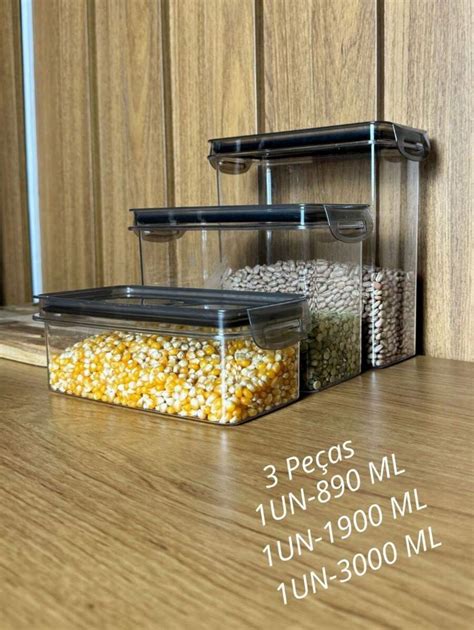 Conjunto De Potes Herm Ticos Para Mantimentos Organizador De