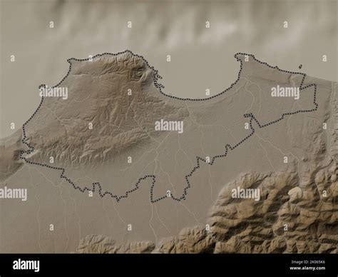 Alger Province Of Algeria Elevation Map Colored In Sepia Tones With