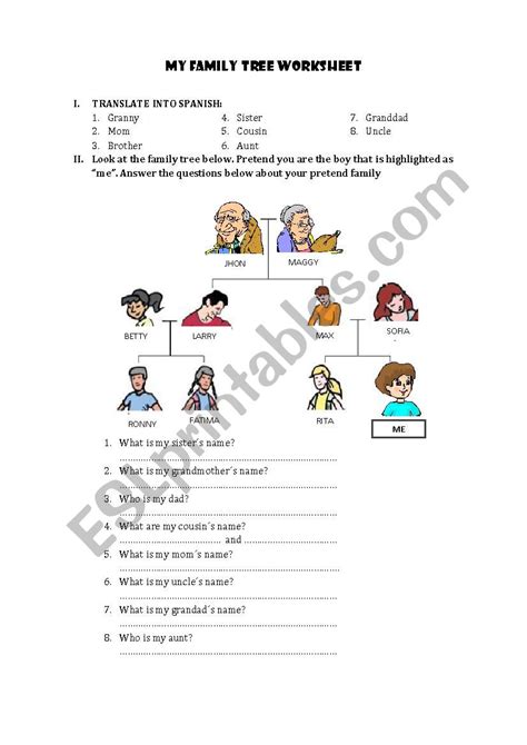 MY FAMILY TREE WORKSHEET - ESL worksheet by Bericita