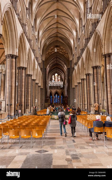 The Interior Of Salisbury Cathedral In Salisbury Wiltshire England