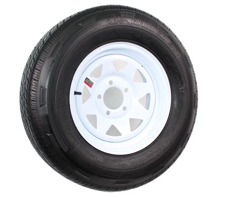 Radial Trailer Tire On Rim ST205/75R14 205/75-14 14 5 Lug White Spoke Wheel - Walmart.com ...