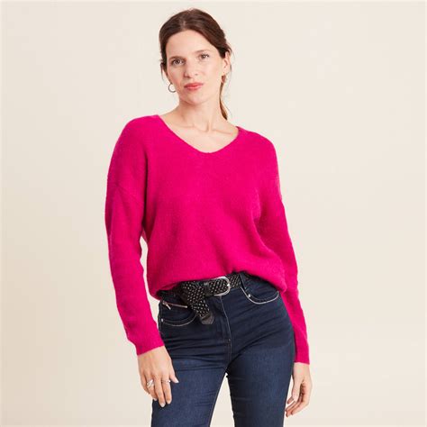 Pull Manches Longues Rose Fushia Femme Br Al