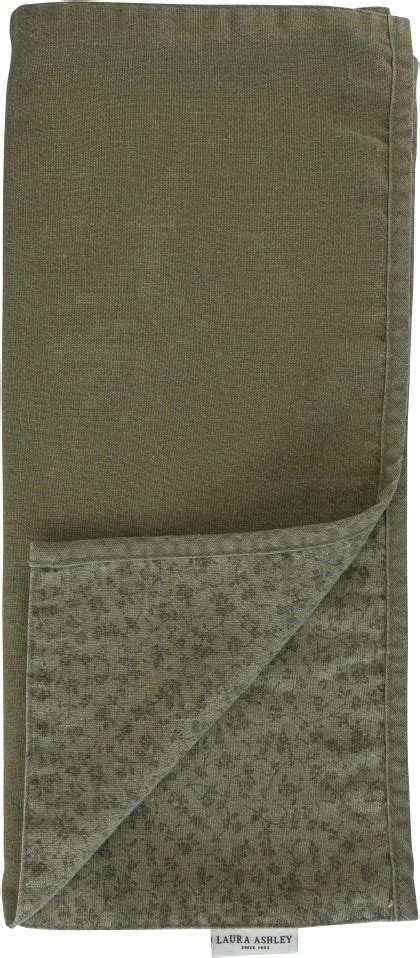 Laura Ashley Tablerunner Sage Green Double Sided Uni Wild Clematis