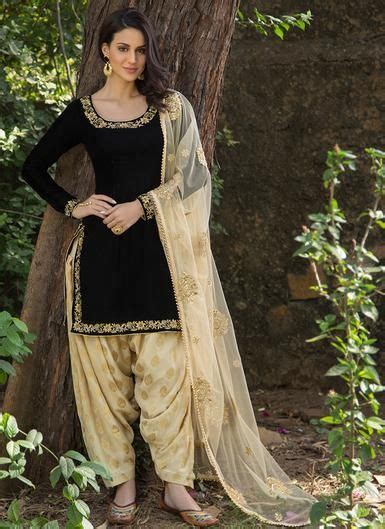 Black And Gold Velvet Punjabi Suit Simple Indian Suits Indian