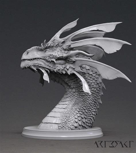 Artstation Zhaedrass The Cunning Dragon Bust Winton Afric Dragon