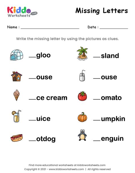 1st 3rd Grade Write The Missing Letter Worksheet