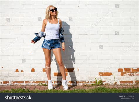 Beautiful Sexy Blonde Woman Dressed Denim Stock Photo Shutterstock