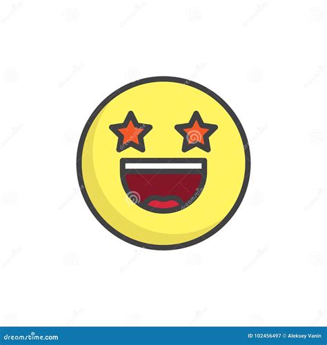 Starstruck Face Emoticon Filled Outline Icon Stock Vector